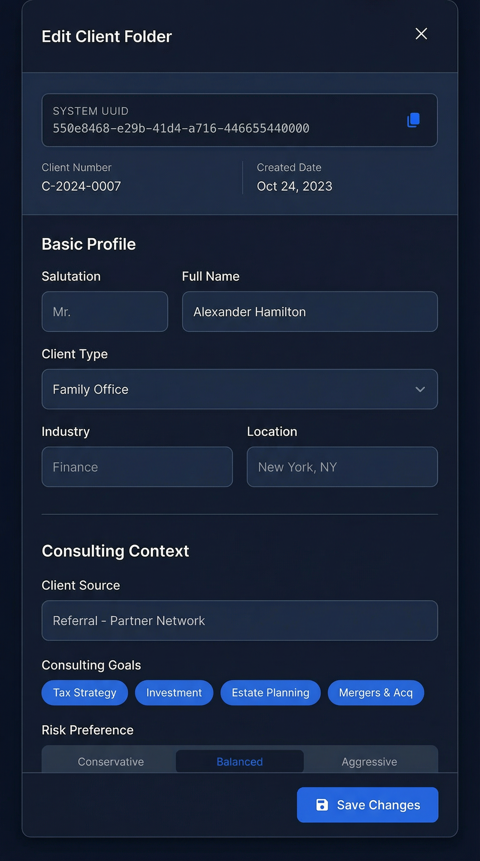 Client Folder Management Interface